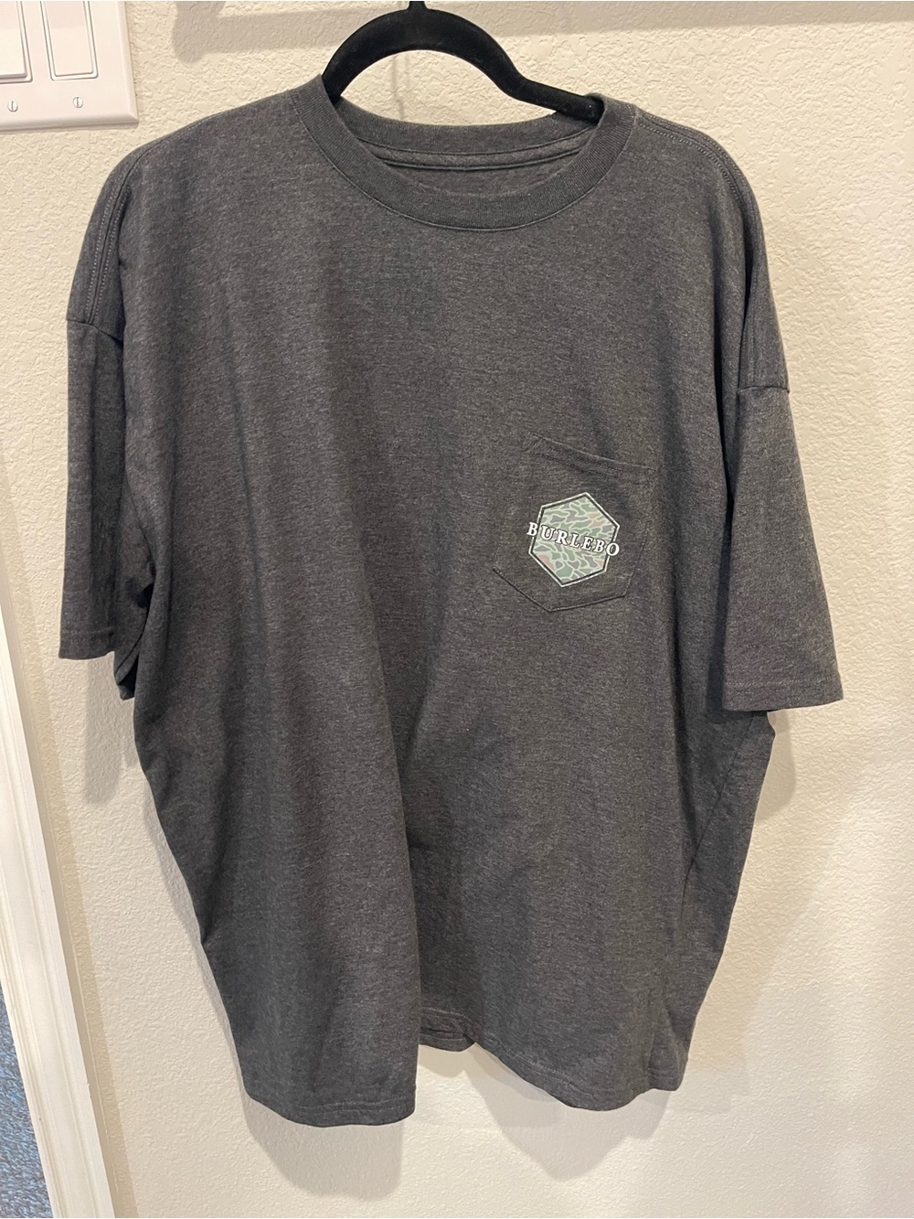 BURLEBO Charcoal Short-Sleeve Pocket Tee with Logo Graphic